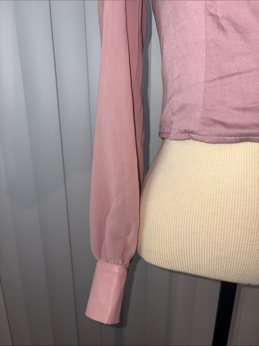 Urban Outfitters Lena Sheer Sleeve Corset Blouse Dusty Pink Medium - Picture 3 of 6